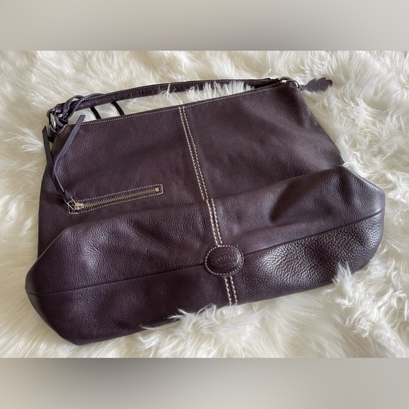 ROOTS Large Purple Leather Shoulder Bag - Picture 9 of 16